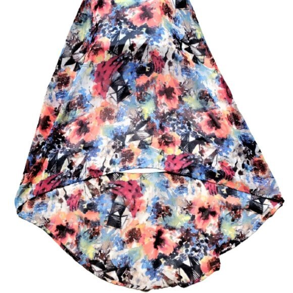 Lush Halter Dress Open Back High Low Hem Abstract Floral Size Medium - Picture 10 of 11